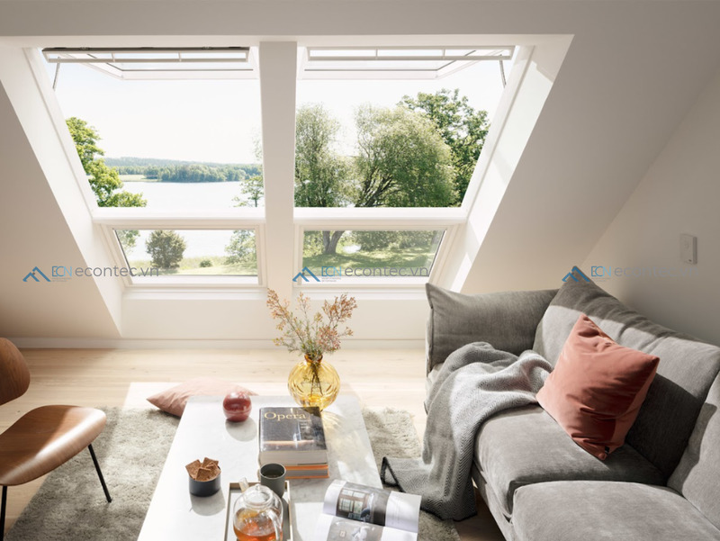 Cửa mái mở điện Velux tăng gấp đôi ánh sáng và thông gió tự nhiên