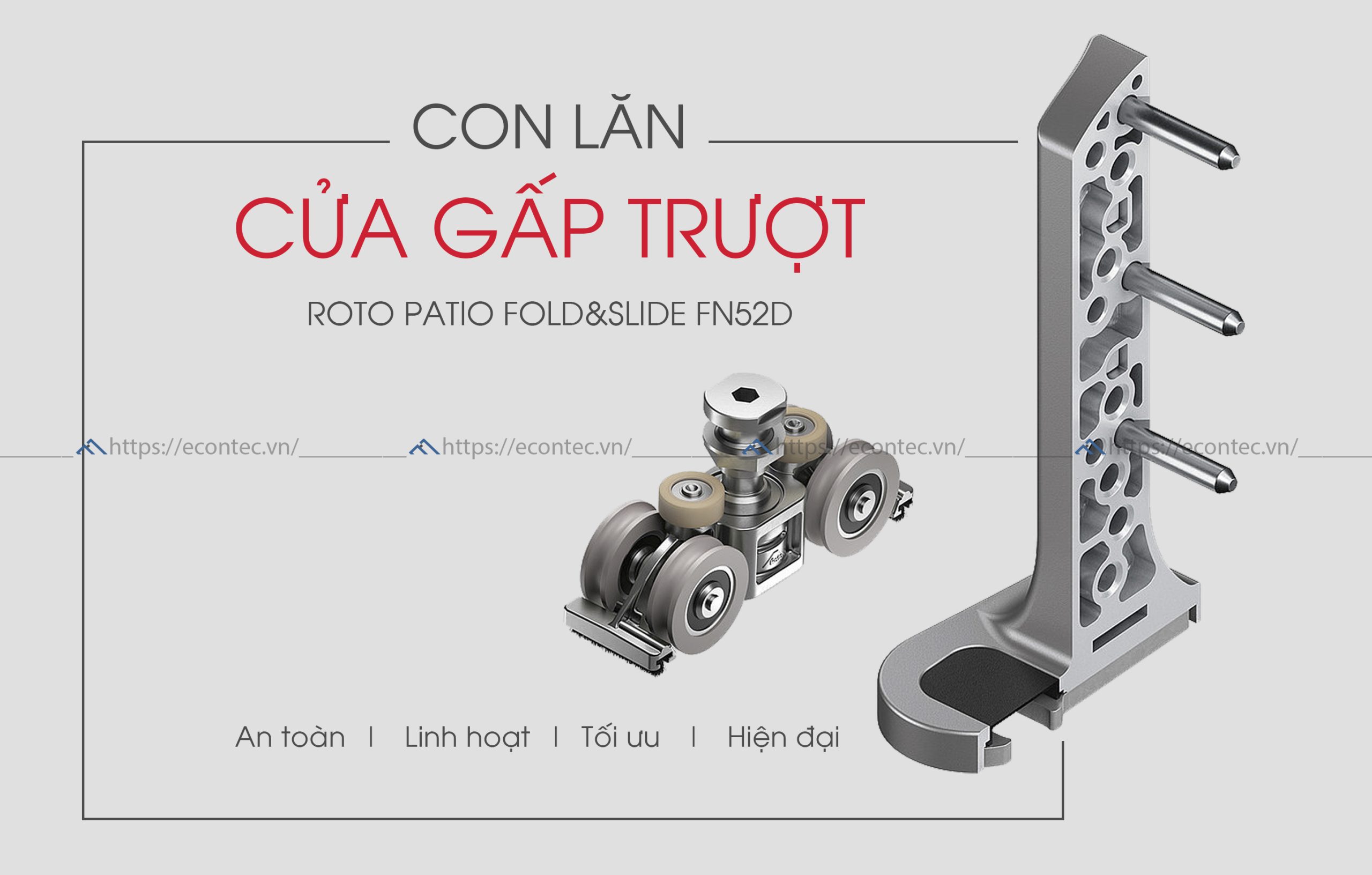 Con lăn gấp trượt cho cửa nhôm hiện đại