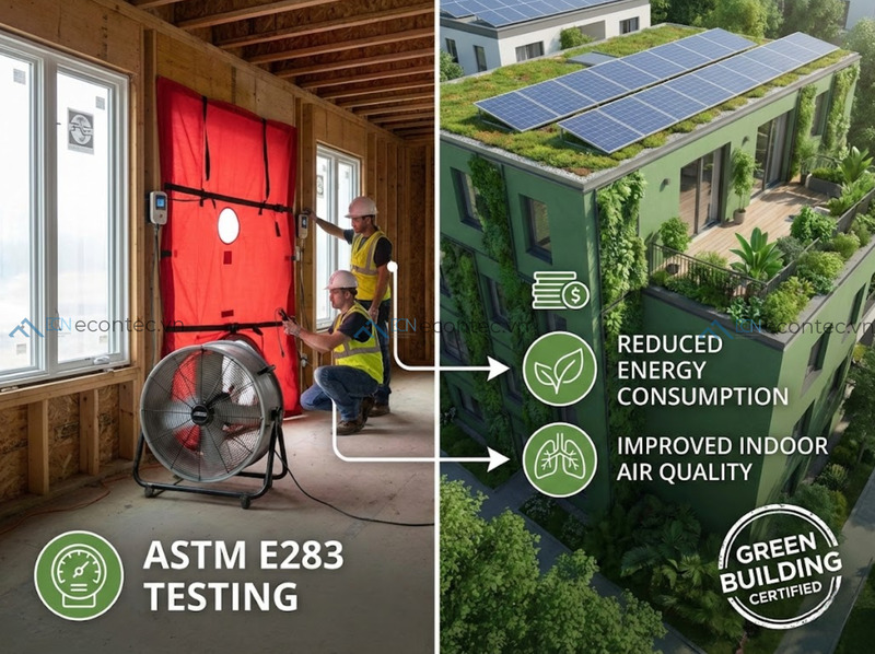ASTM E283 giúp công trình đạt chuẩn xanh bền vững