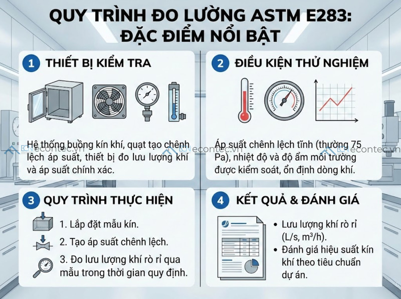 Quy trình ASTM E283 kiểm định độ kín khí chính xác tuyệt đối