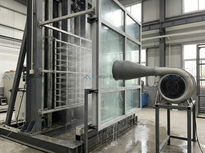 ASTM E331 kiểm tra khả năng chống thấm nước hệ cửa