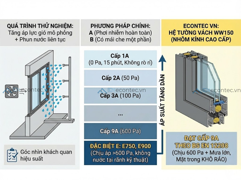 Đặc điểm xếp loại kín nước theo BS EN 12208