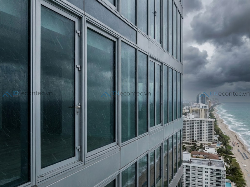 Cửa đạt BS EN 12211 bảo vệ an toàn cao tầng