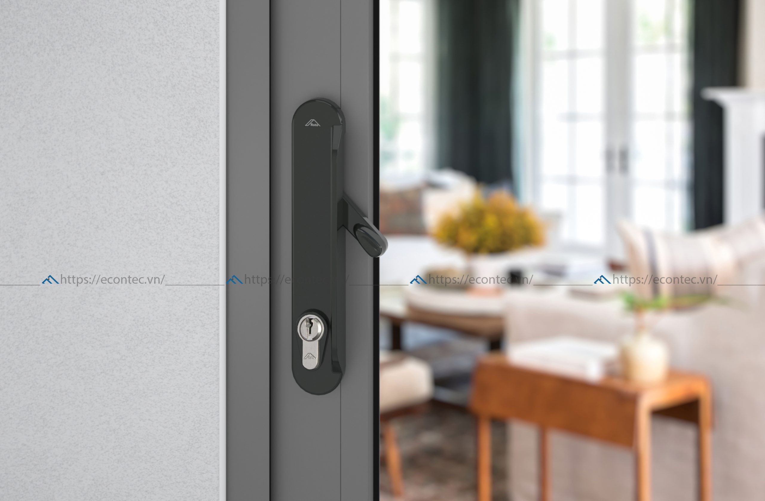 Tay nắm Roto Slim cho cửa nhôm kính hiện đại