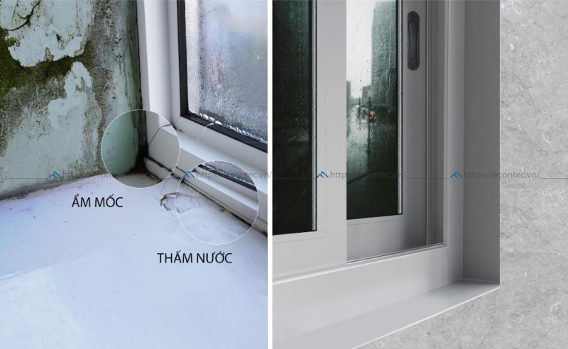 Khả năng chống thấm và kín khí đạt chuẩn ASTM của cửa nhôm