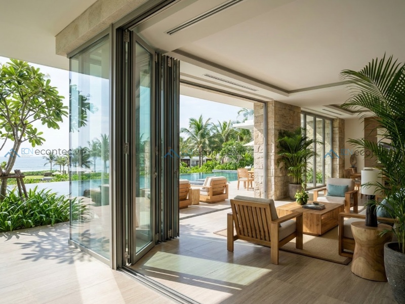 Cửa xếp trượt mở rộng không gian và kết nối kiến trúc