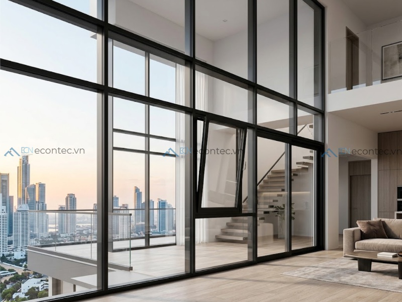 Hệ vách WW150 cách nhiệt tốt cho công trình thông tầng