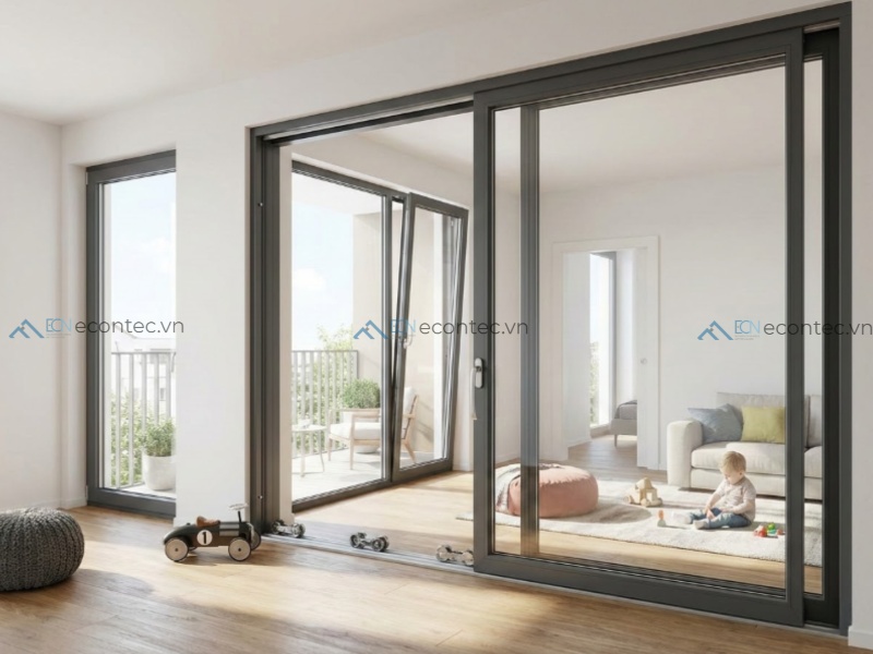 Cửa sổ quay lật giúp thông gió an toàn cho phòng bé