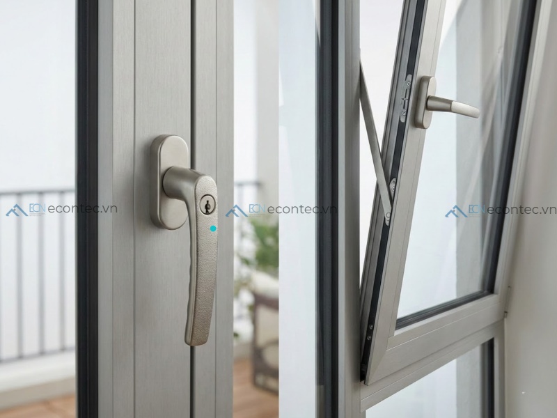 Tay nắm an toàn và phụ kiện đồng bộ cho cửa nhôm kính