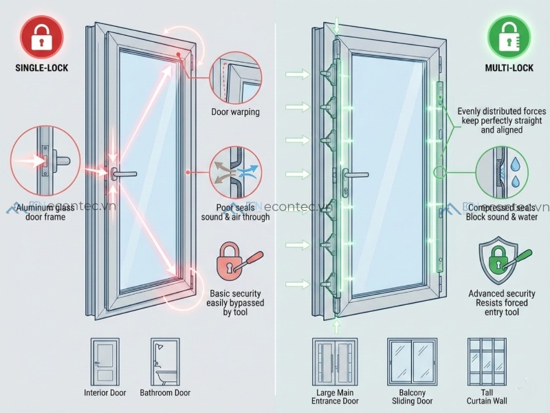 So sánh khóa đa điểm và khóa đơn điểm qua tiêu chí kỹ thuật