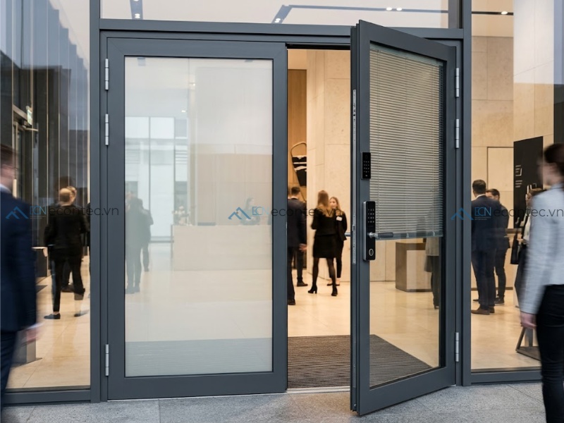 Cửa mở quay tích hợp khóa thông minh tăng an ninh và tiện nghi