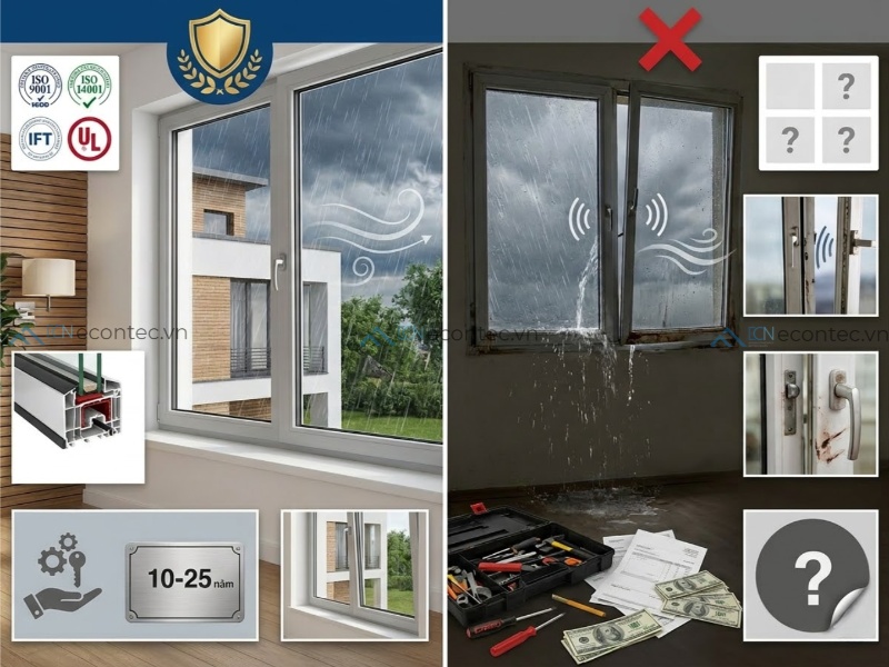 So sánh cửa nhôm đạt chuẩn và cửa thường về chất lượng và độ bền