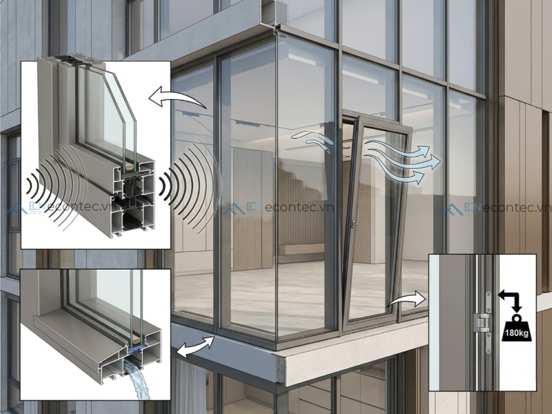 Giải pháp cửa nhôm cách âm và thông gió hiệu quả cho công trình