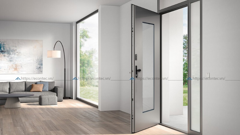 Cửa nhôm Panel liền khối sang trọng bền chắc cách âm chống trộm