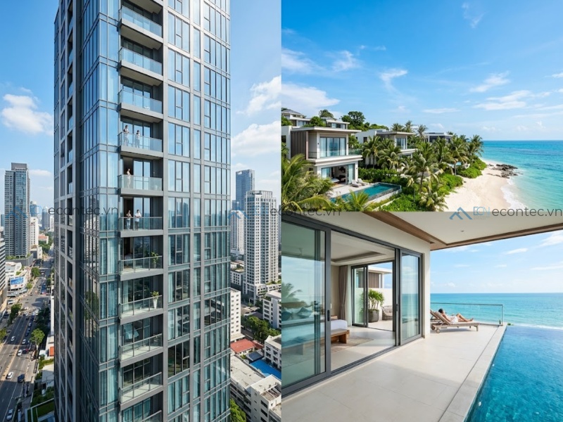Ứng dụng cửa nhôm cho nhà cao tầng và resort ven biển bền vững