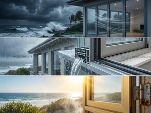 Thời tiết ven biển khắc nghiệt đòi hỏi cửa nhôm bền kín chống ăn mòn