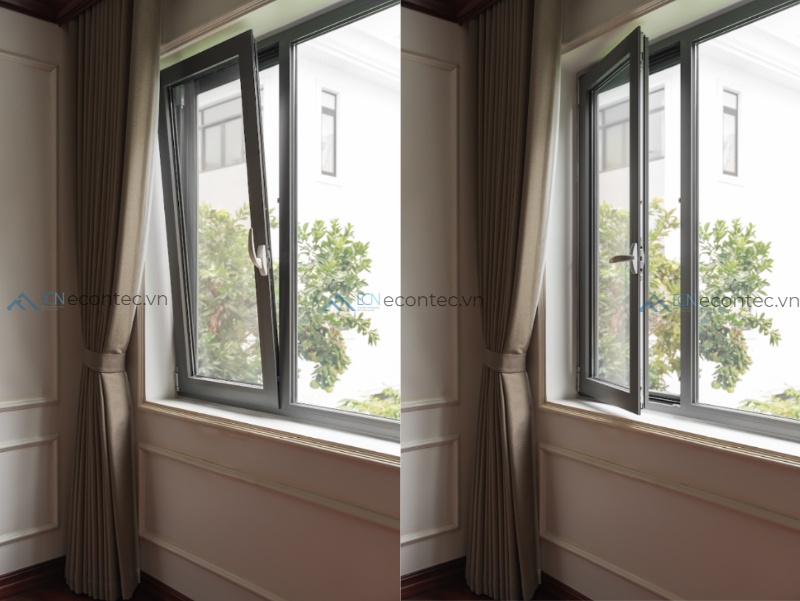 Cửa sổ tilt & turn linh hoạt 2 chế độ, an toàn và tiện nghi cao cấp
