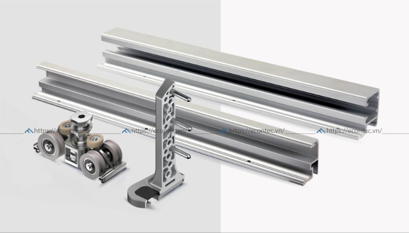 Con lăn cửa Gấp trượt Roto Patio Fold bền, chạy êm, kèm chổi hạn chế bụi ray